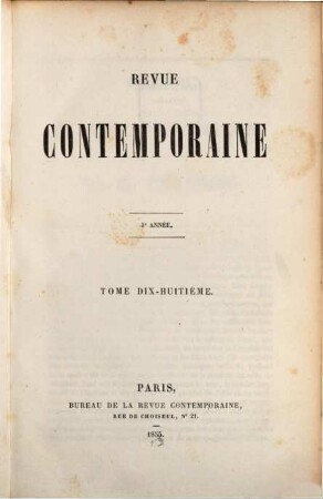 Revue contemporaine. 18 = A. 3. 1855