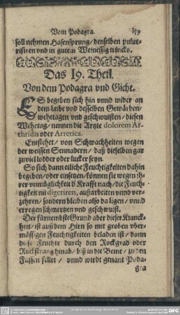 Das 19. Theil. Von dem Podagra und Gicht