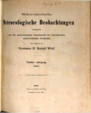 Schweizerische meteorologische Beobachtungen. 5, 5. 1868