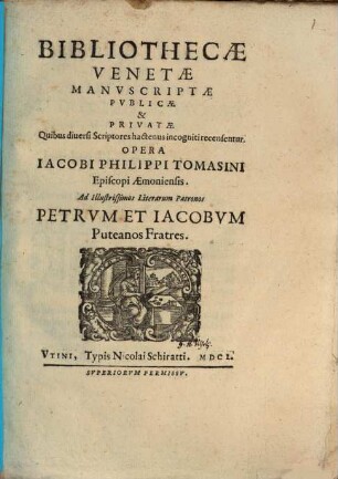 Bibliothecae Venetae Manuscriptae publicae et privatae