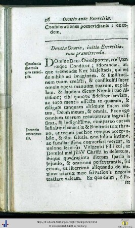 Devota Oratio, initio Exercitiorum praemittenda.