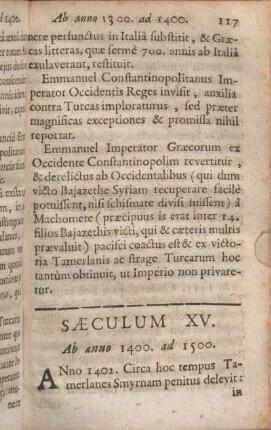 Saeculum XV. Ab anno 1400. ad 1500.