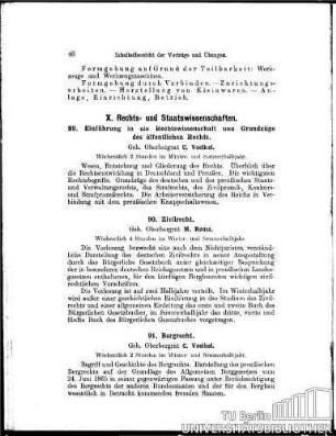 X. Rechts- und Staatswissenschaften