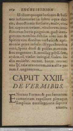 Caput XXIII. De Vermibus