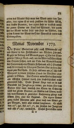 Monat November 1773.