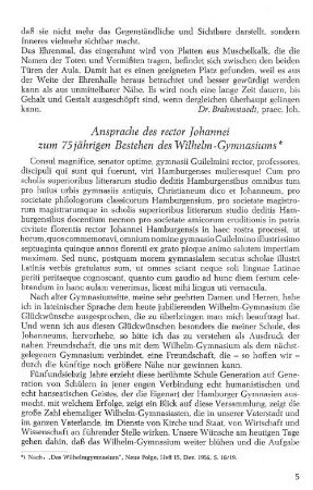 Ansprache des rector Johannei zum 75jährigen Bestehen des Wilhelm-Gymnasiums