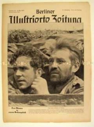 Wochenzeitschrift "Berliner Illustrierte Zeitung" mit Bildern von verschiedenen Kriegsschauplätzen