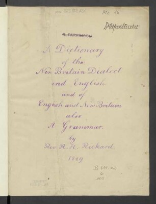 A dictionary of the New Britain Dialect and English and of English and New Britain : also a grammar