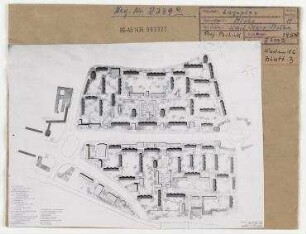 Wettbewerb II. Bauabschnitt der Karl-Marx-Allee:Lageplan. Berlin, Mitte/Friedrichshain, Stalinallee (vor 1949 Frankfurter Allee, seit 1961 Karl-Marx-Allee)/Strausberger Platz/Alexanderplatz/Schillingstraße