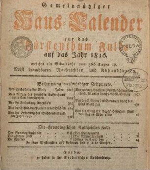 Bestimmung merkwürdiger Zeitpunkte.