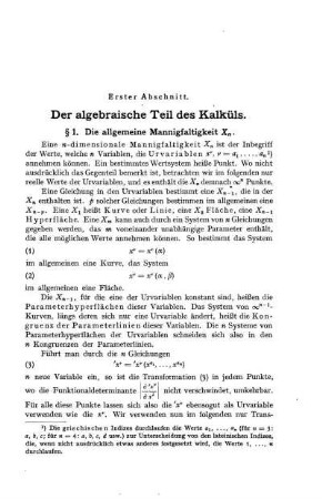 § 1. Die allgemeine Mannigfaltigkeit Xn.