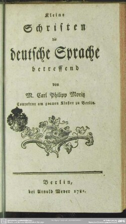 Kleine Schriften die deutsche Sprache betreffend