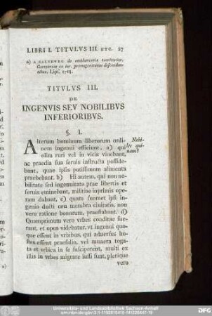 Titulus III. De Ingenuis Seu Nobilibus Inferioribus.