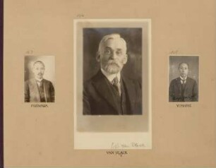 Bl. 34: Fotografien der Mathematiker Matsusaburo Fujiwara, Edward Burr van Vleck und Takuji Yoshiye, 1920 - 1922