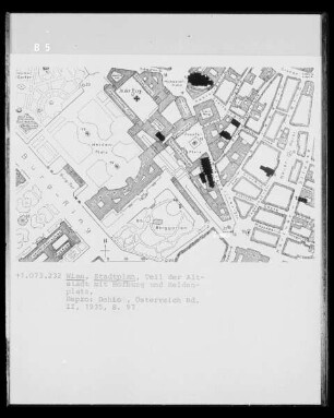 Stadtplan vom Wien: Altstadt mit Hofburg und Heldenplatz