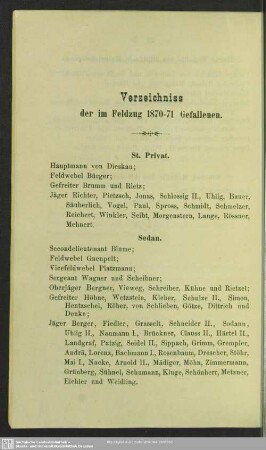 Verzeichniss der im Feldzug 1870-71 Gefallenen
