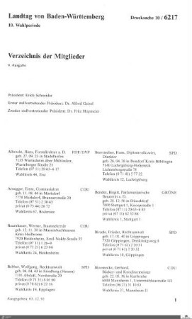 Mitglieder, Präsidium, Ausschüsse