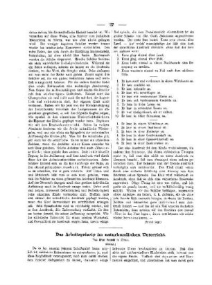 Das Arbeitsprinzip im naturkundlichen Unterricht : (Schluß)
