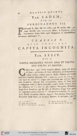 Classis V, quae continet Capita Incognita