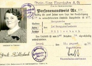 Personenausweis von Schenkung Mathias Büllesbach, Leitungsaufseher