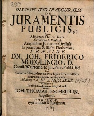 Dissertatio Inauguralis De Juramentis Publicis