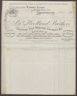 Rechnung für einen Korb der Firma "Wootland Brothers"