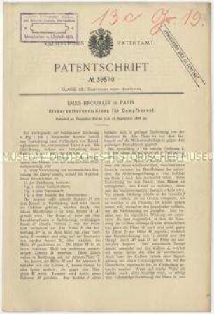 Patentschrift einer Sicherheitsvorrichtung für Dampfkessel, Patent-Nr. 39570