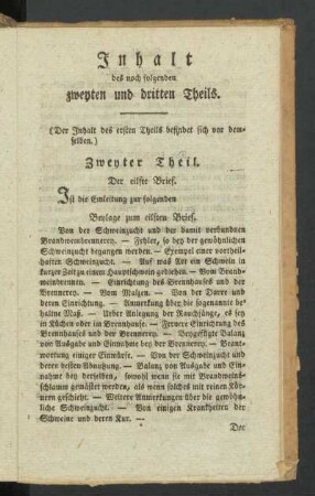 Inhalt des noch folgenden zweyten und dritten Theils