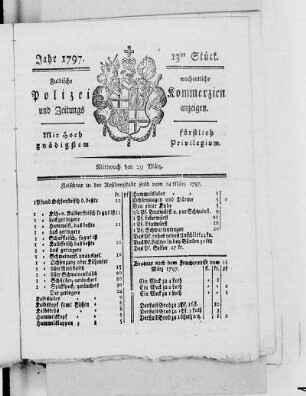 13tes Stück, Ausgabe vom 29. März 1797