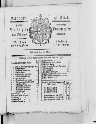 13tes Stück, Ausgabe vom 29. März 1797