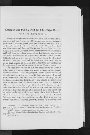 Ursprung und frühe Gestalt des Schleswiger Doms