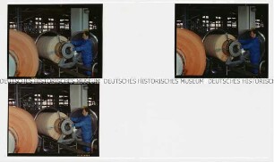 Verarbeitung von Garnen in einer Färberei, Farbpositivfilm
