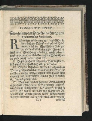 Conspectus Operis. Des gesampten Werckleins kurtze und Summarische Fürstellung.
