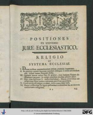 Positiones Ex Universo Jure Ecclesiastico.