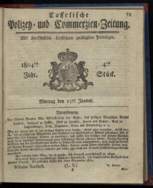 4tes Stueck, Montag den 23ten Januar 1804