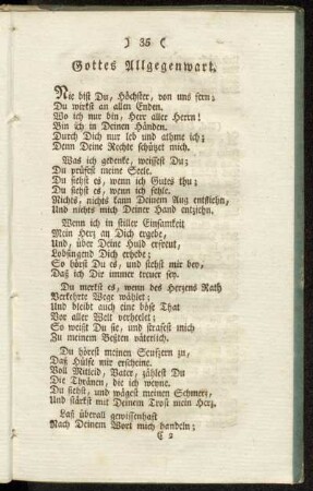 Gottes Allgegenwart. - Gebeth-Lied.