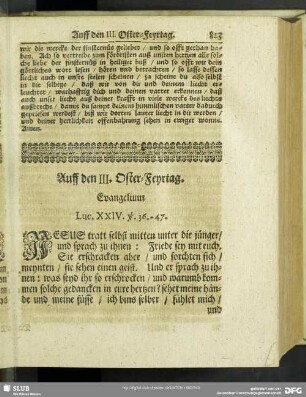 Auff den III. Oster-Feyrtag. Evangelium Luc. XXIV. v. 36.-47.