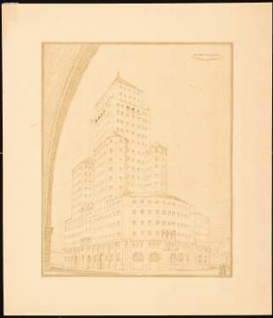 Hochhaus am Bahnhof Friedrichstraße, Berlin: Perspektivische Ansicht (ohne Maßstab)