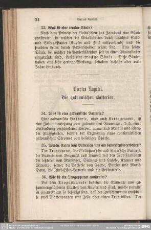 Viertes Kapitel. Die galvanischen Batterien