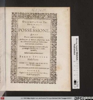 Disputatio Inauguralis de Possessione