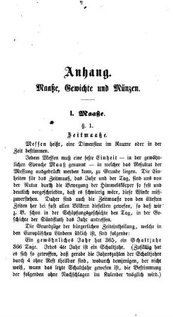 Anhang. Maaße, Gewicht und Münzen.