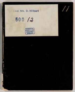 2. Heft: [Wissenschaftliches Tagebuch. Aufzeichnungen zu allgemeinen und besonderen Problemen der Mathematik. 2. Heft], Göttingen, 12.11.1892 - 1916