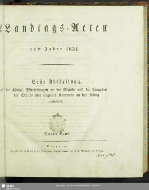 1833/34,4: Landtags-Acten / Die königlichen Mittheilungen