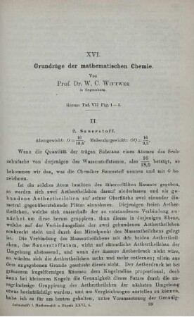 XVI. Grundzüge der mathematischen Chemie.