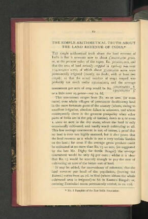 The Simple Arithmetical Truth about the Land Revenue of India.