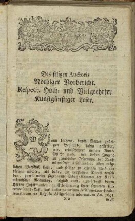 Des seligen Auctoris Nöthiger Vorbericht.