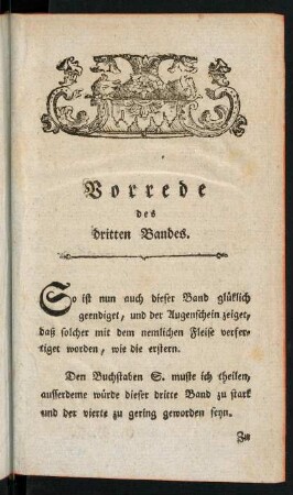 Vorrede des dritten Bandes