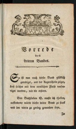 Vorrede des dritten Bandes
