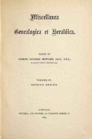 Miscellanea genealogica et heraldica. 4. 1890/91, Nr. 1 - 24 = Jan. - Dez.