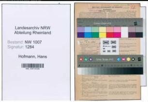 Entnazifizierung Hans Hofmann , geb. 27.09.1901 (Vorarbeiter)